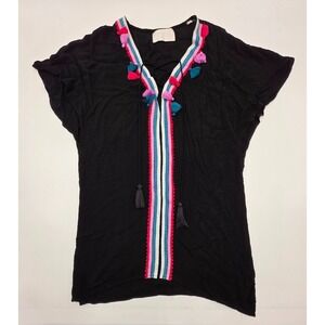 Piper by Townson Womens Summer Tunic Blouse Short Sleeve Top S